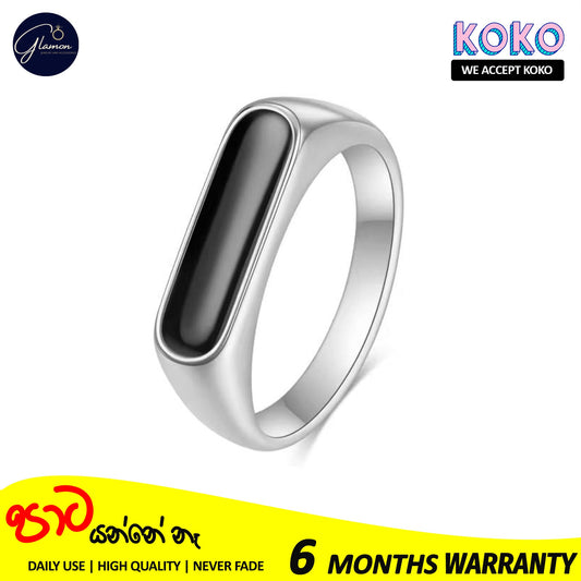 Glamon BlackWave Signet Ring Men's Stainless Steel Ring For Boys High Quality Original 316L Stainless Steel Silver Color Boys Ring Durable Stylish Band for Casual & Formal Wear