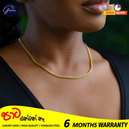 3mm Stainless Steel High Quality Gold Color Cuban Link Chain Necklace For Men Women Waterproof Boys Chain