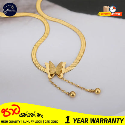 Vintage Butterfly Snake Chain Necklace