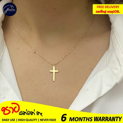 Glamon Stainless Steel Silver Gold Cross Pendant Necklace For Girls High Quality Simple Chain Women Fashion Jewelery Gift