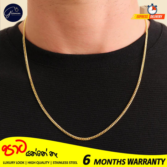 3mm Stainless Steel High Quality Gold Color Cuban Link Chain Necklace For Men Women Waterproof Boys Chain