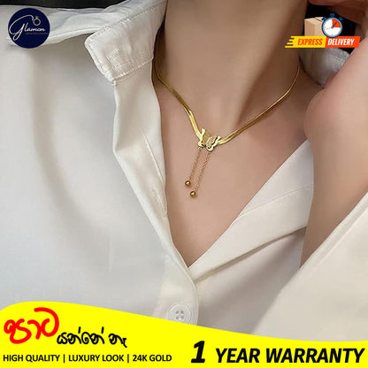 Vintage Butterfly Snake Chain Necklace
