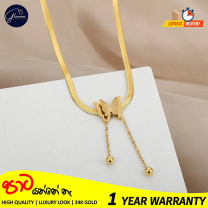 Vintage Butterfly Snake Chain Necklace