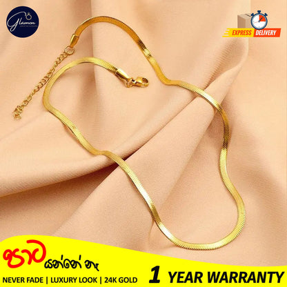 3mm Flat Snake Chain Necklace Gold Color