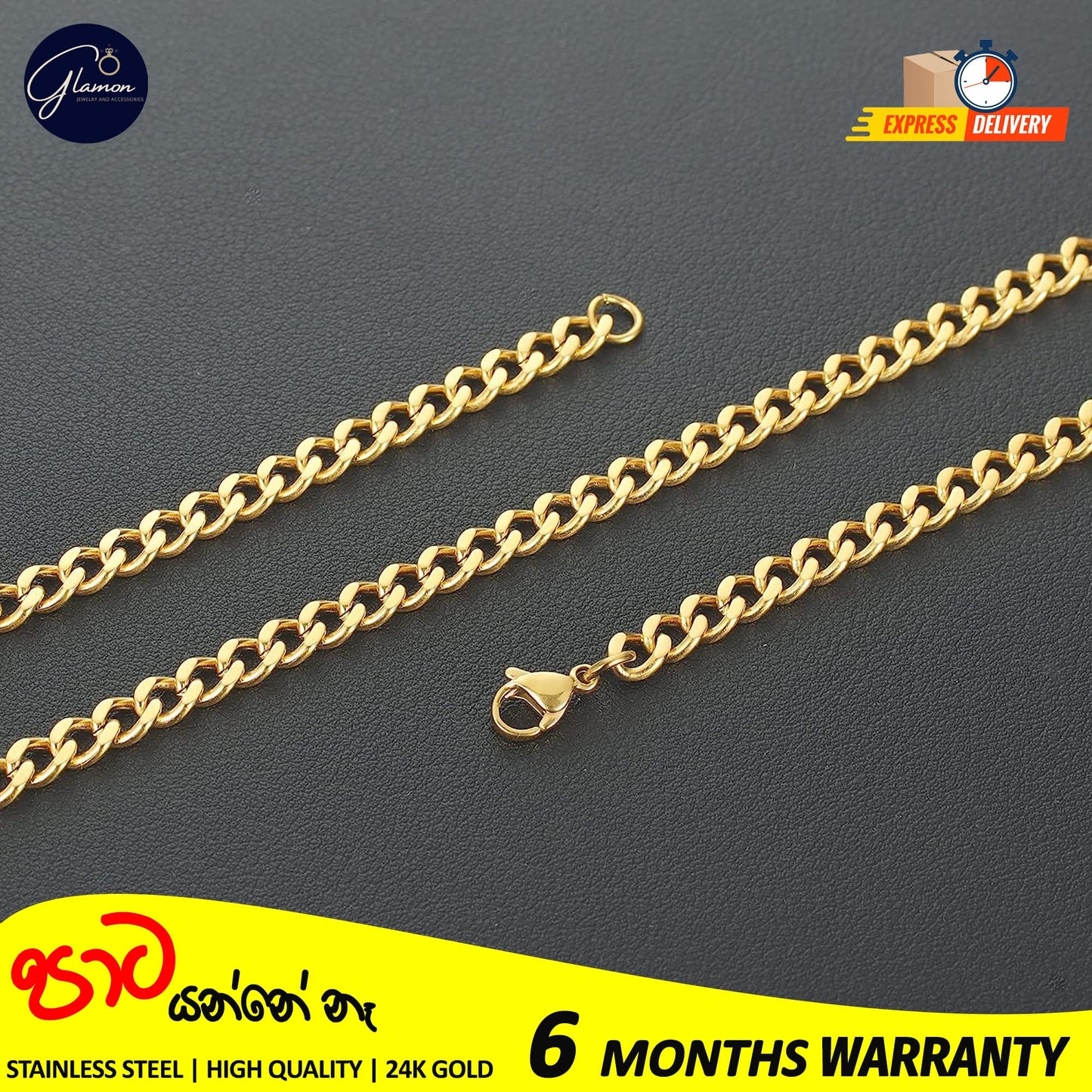 Cuban Link Chain Necklace Waterproof Stainless Steel Gold Color