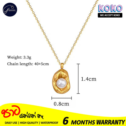 Glamon High-Grade Gold Stainless Steel Women's Pearl Peanut Pendant Necklace For Girls Gold Chain Nekles - Elegant Light Luxury Fashion Jewelry Accessories for Special Occasions, Anniversary Celebrations, Valentine's Day Gifts, and Everyday Wear