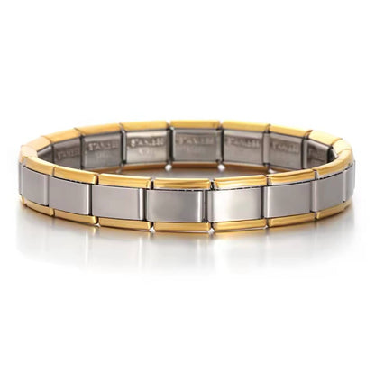 Glamon italian Fashion 9mm Gold Silver Black Stainless Steel Strech Bracelet For Men Women High Quality Waterproof Mens Jewelery Gifts Accessories Gold Plated Bracelets and Bangles Wristband Jewellery