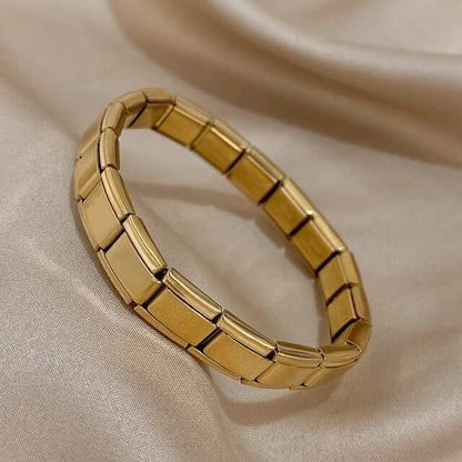 Glamon italian Fashion 9mm Gold Silver Black Stainless Steel Strech Bracelet For Men Women High Quality Waterproof Mens Jewelery Gifts Accessories Gold Plated Bracelets and Bangles Wristband Jewellery