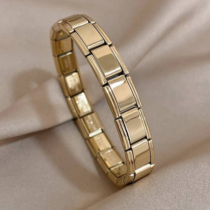 Glamon italian Fashion 9mm Gold Silver Black Stainless Steel Strech Bracelet For Men Women High Quality Waterproof Mens Jewelery Gifts Accessories Gold Plated Bracelets and Bangles Wristband Jewellery