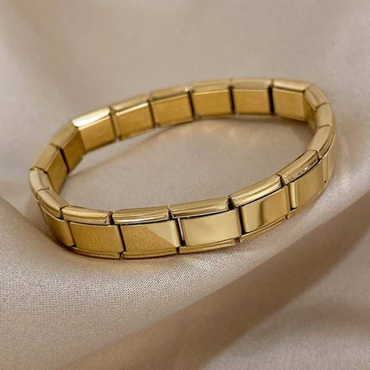 Glamon italian Fashion 9mm Gold Silver Black Stainless Steel Strech Bracelet For Men Women High Quality Waterproof Mens Jewelery Gifts Accessories Gold Plated Bracelets and Bangles Wristband Jewellery