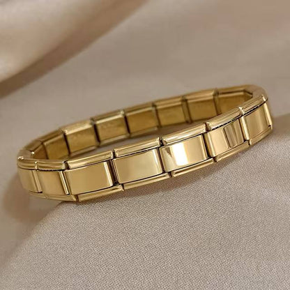 Glamon italian Fashion 9mm Gold Silver Black Stainless Steel Strech Bracelet For Men Women High Quality Waterproof Mens Jewelery Gifts Accessories Gold Plated Bracelets and Bangles Wristband Jewellery