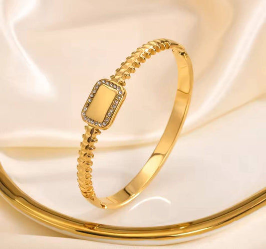 Glamon Signature Glow Bangle - High Quality Gold Coated Customized Name Engraving Bracelet Bangle Gift For Her