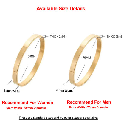 High Polished Plain Gold Bangle For Women Men Stainless Steel