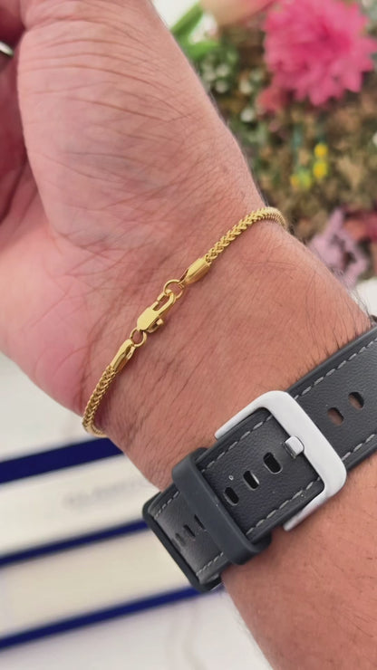 Glamon Signature 2mm Diamond-Cut Franco Bracelet | Unisex Gold-Coated Stainless Steel Waterproof Bracelet
