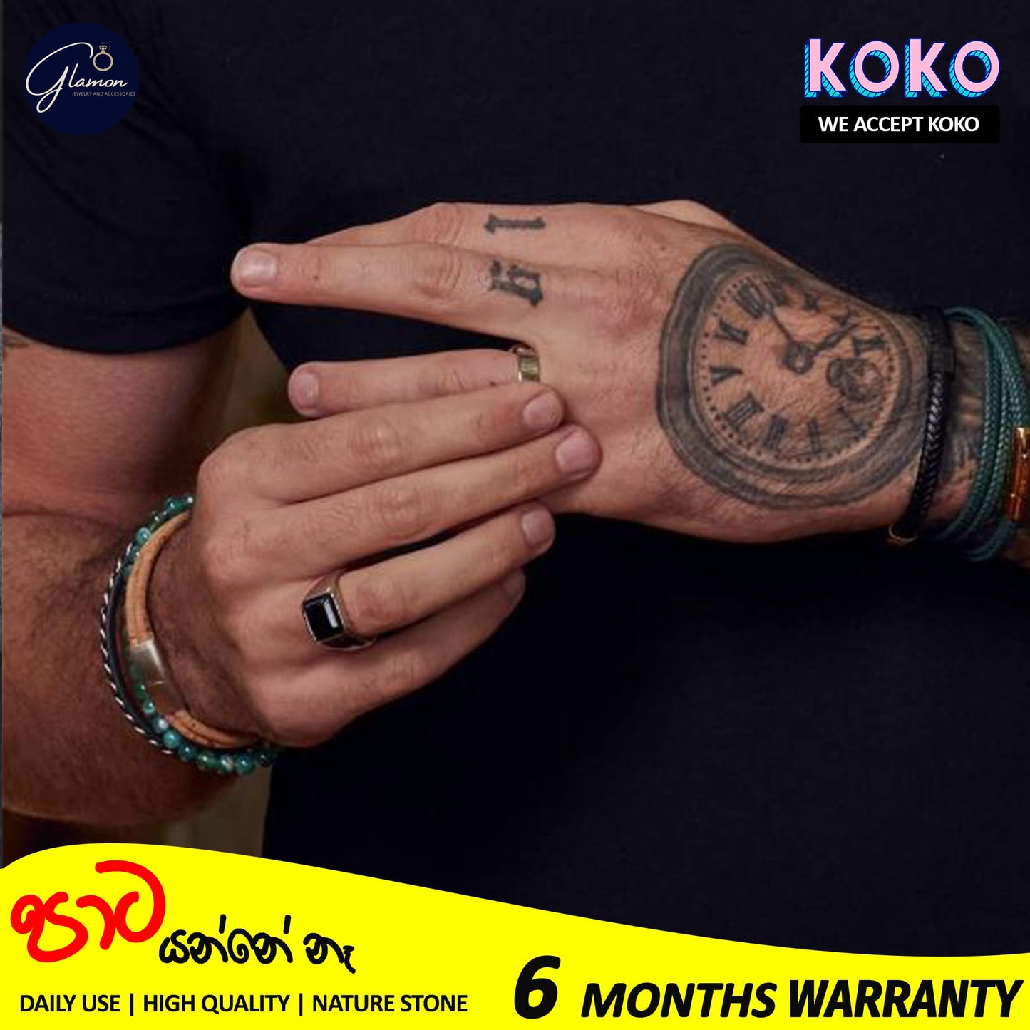Glamon Black ONYX Ring For Boys High Quality Never Fade