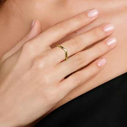 Glamon V-Shape Ring for Women | Gold-Coated Premium Stainless Steel Waterproof Ring