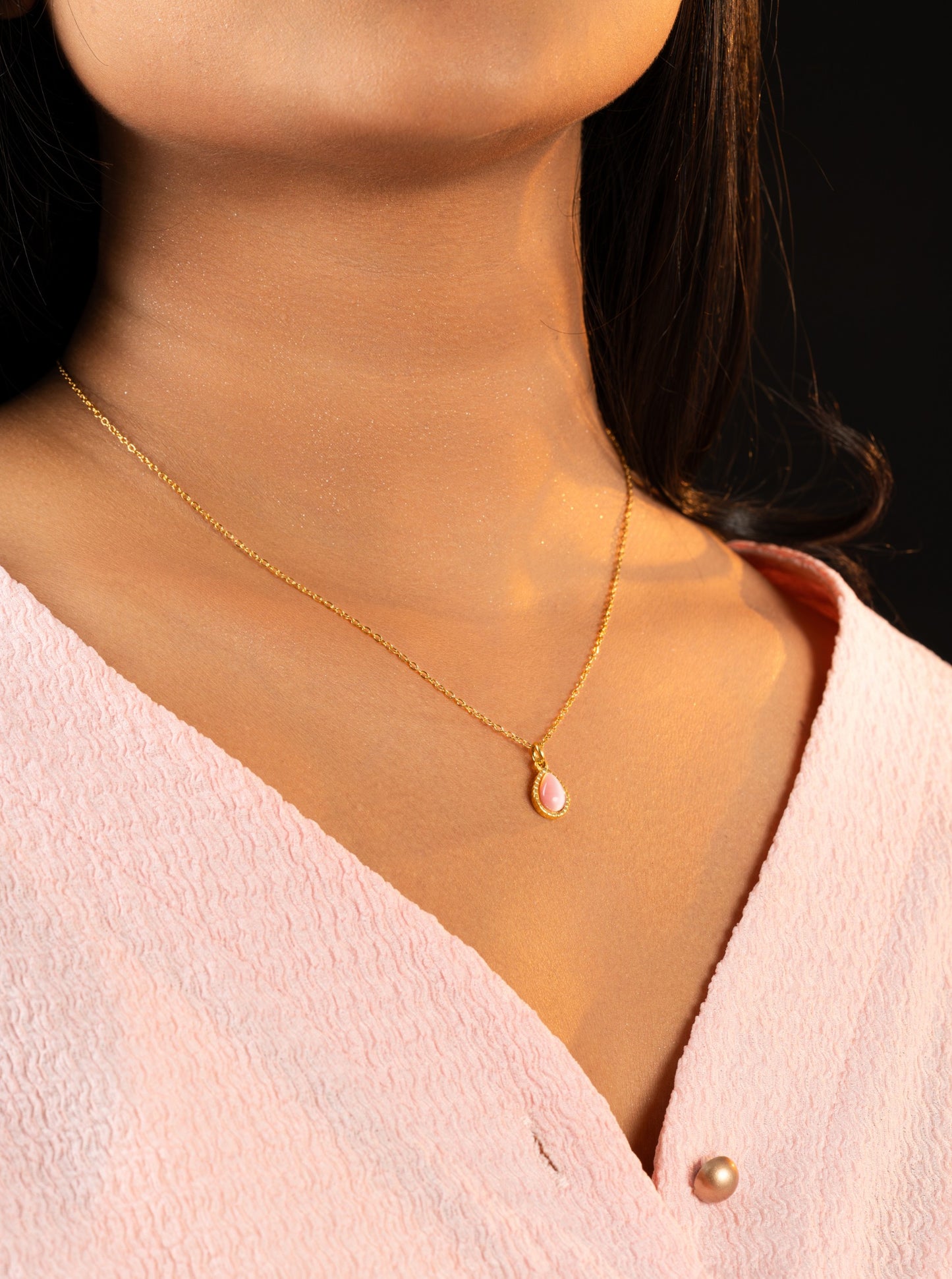 Glamon Amber Glow Necklace For Girls - Nature Cat Eye Stone