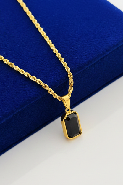 Glamon Dark Aura Necklace - Black ONYX Nature Stone