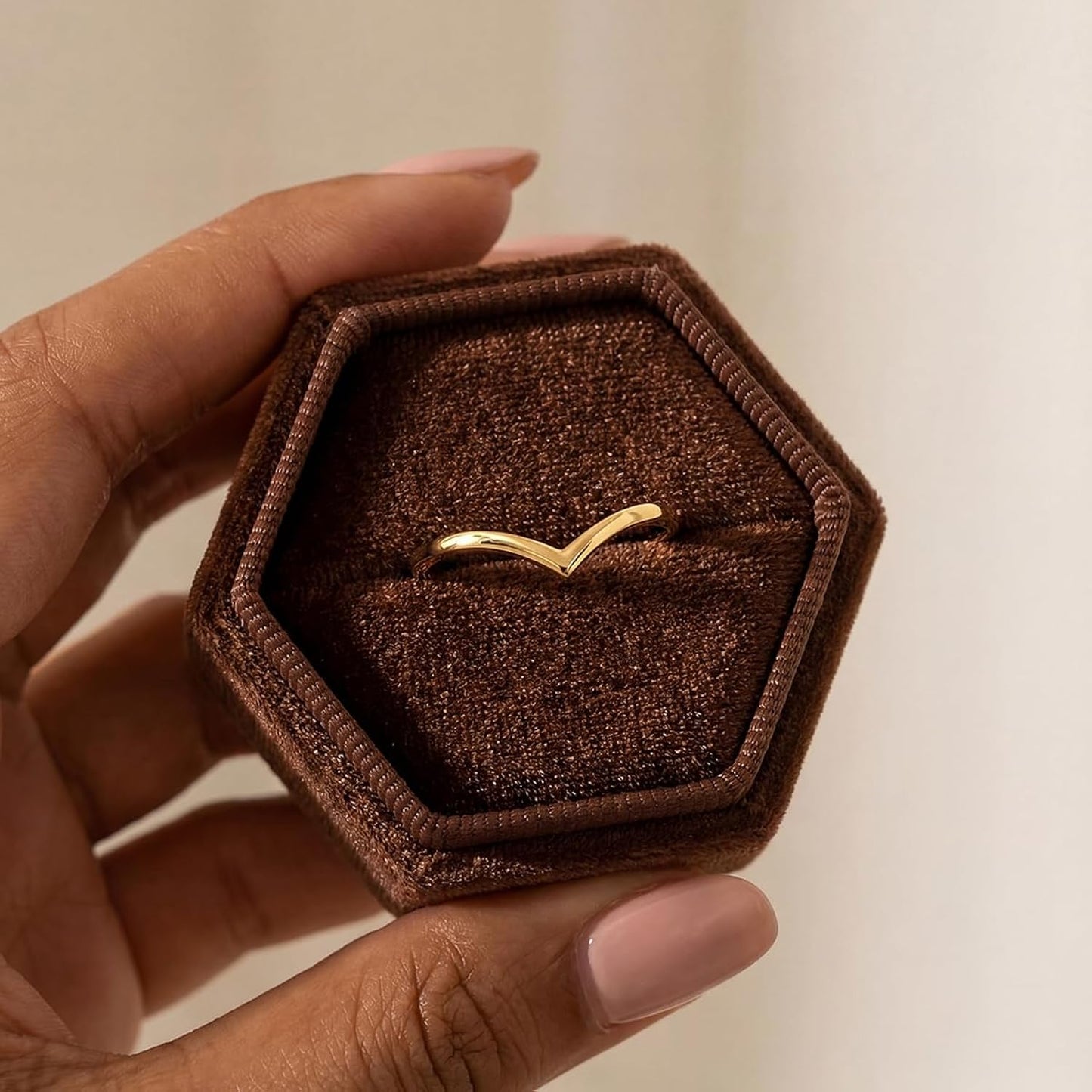 Glamon V-Shape Ring for Women | Gold-Coated Premium Stainless Steel Waterproof Ring