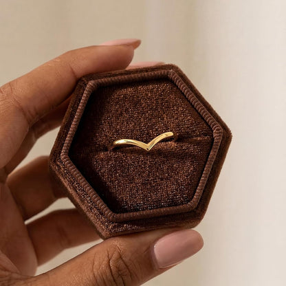 Glamon V-Shape Ring for Women | Gold-Coated Premium Stainless Steel Waterproof Ring