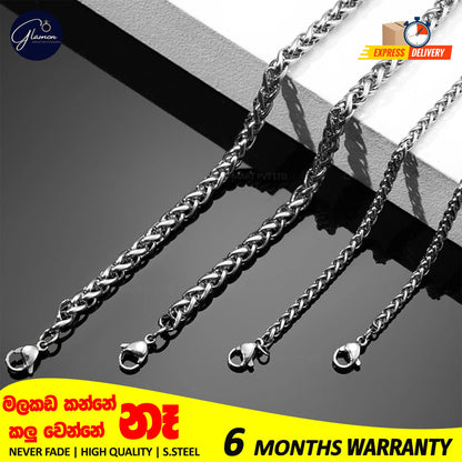 Glamon High Quality Stainless Steel 925 Silver Color Wheat Link Chain Bracelet For Men Never Fade Solid Mens Bracelet Fashion jewellery Breslet For Men