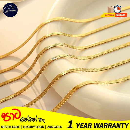 3mm Flat Snake Chain Necklace Gold Color