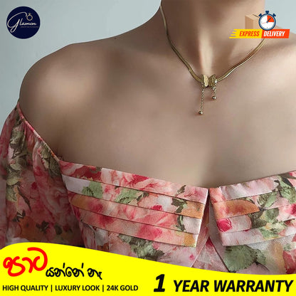 Vintage Butterfly Snake Chain Necklace