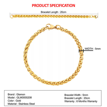 Wheat Chain Bracelet For Men Women High Quality Waterproof Jewellery