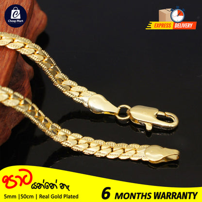 Full Sideways 5mm Thick Gold Filled Stamped Snake Chain Stainless Steel Necklace For Men