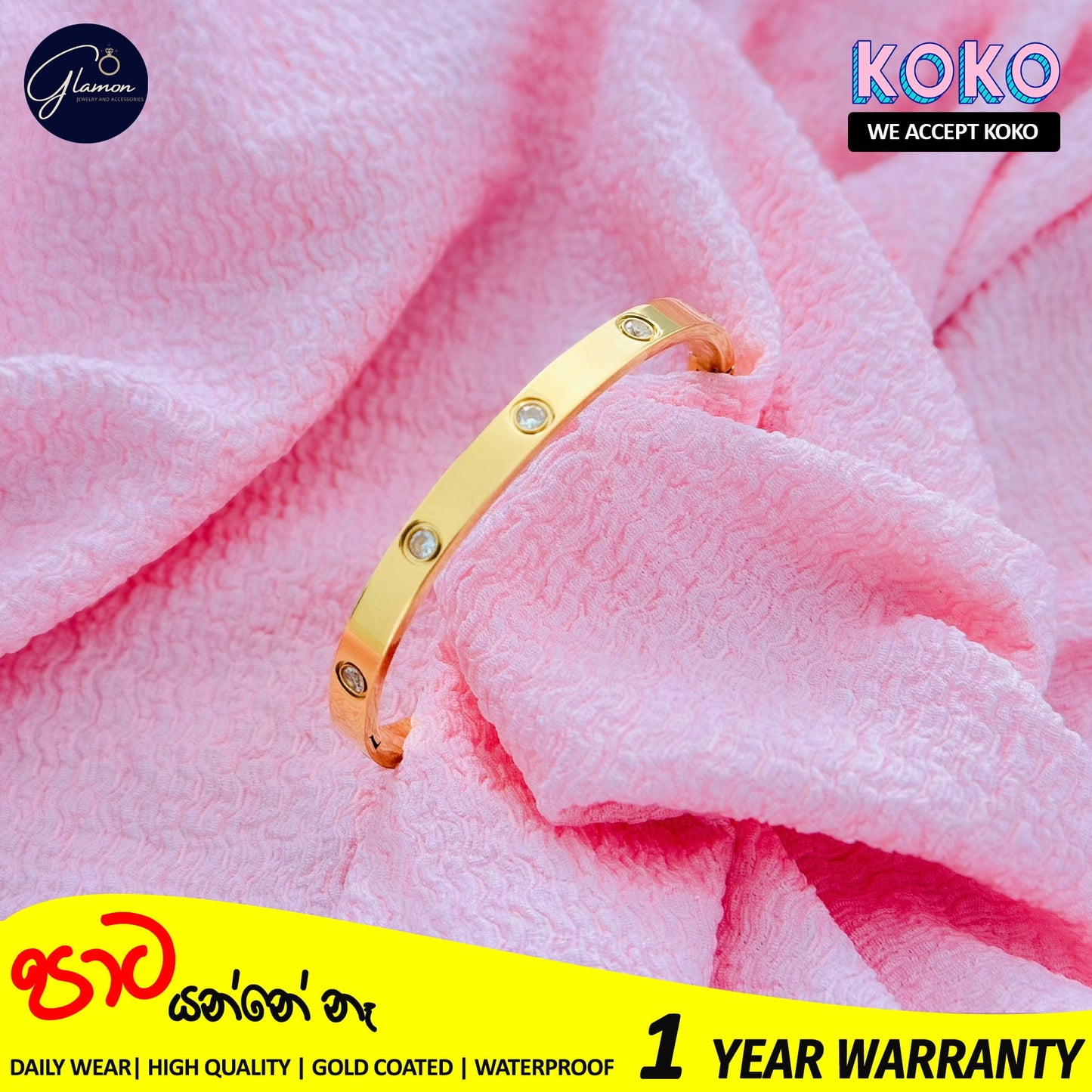 Glamon Luxury Gold Coated Cartier Love Bangle High Quality Bracelet For Women