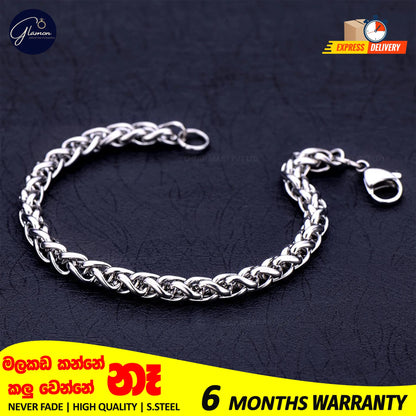 Glamon High Quality Stainless Steel 925 Silver Color Wheat Link Chain Bracelet For Men Never Fade Solid Mens Bracelet Fashion jewellery Breslet For Men