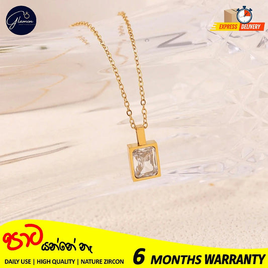 Glamon High Quality Red Green White Necklace For Girls Stainless Steel Gold Chain Clavicle Luxury Zircon Gold Plated necklace Women Jewellery Gift