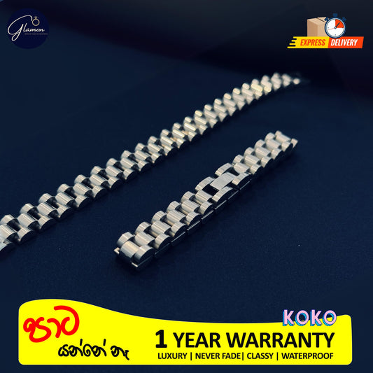 Glamon Silver Color 10mm Wide Wristband Bracelet For Men Waterproof Stainless Steel Mens bracelet